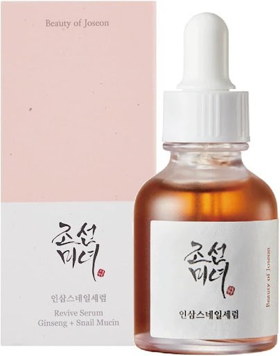سيروم الإصلاح بالجينسنغ ومخاط الحلزون من بيوتي أوف جونسون.beauty-of-joseon-revive-serum