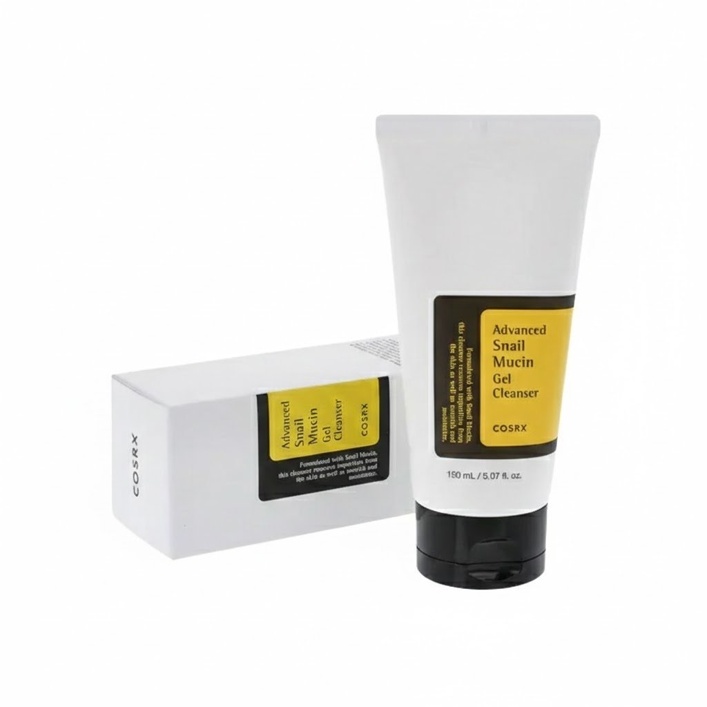 cosrx-advanced-snail-mucin-gel-cleanser-150ml.jpg غسول كوزركس الحلزون الجل المرمم والمنظف للبشرة - COSRX Snail Mucin Gel Cleanser."
