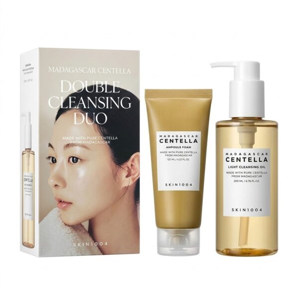 "طقم سكين 1004 للتنظيف المزدوج زيت وغسول سنتيلا مدغشقر - Skin1004 Double Cleansing Duo."