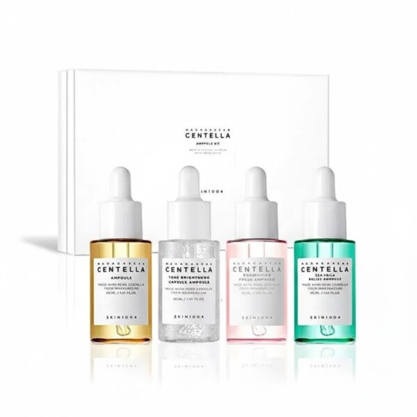 مجموعة أمبولات سكين 1004 الأربعة لتفتيح وتهدئة وشد المسام SKIN1004 Madagascar Centella Ampoule Kit 4 Types