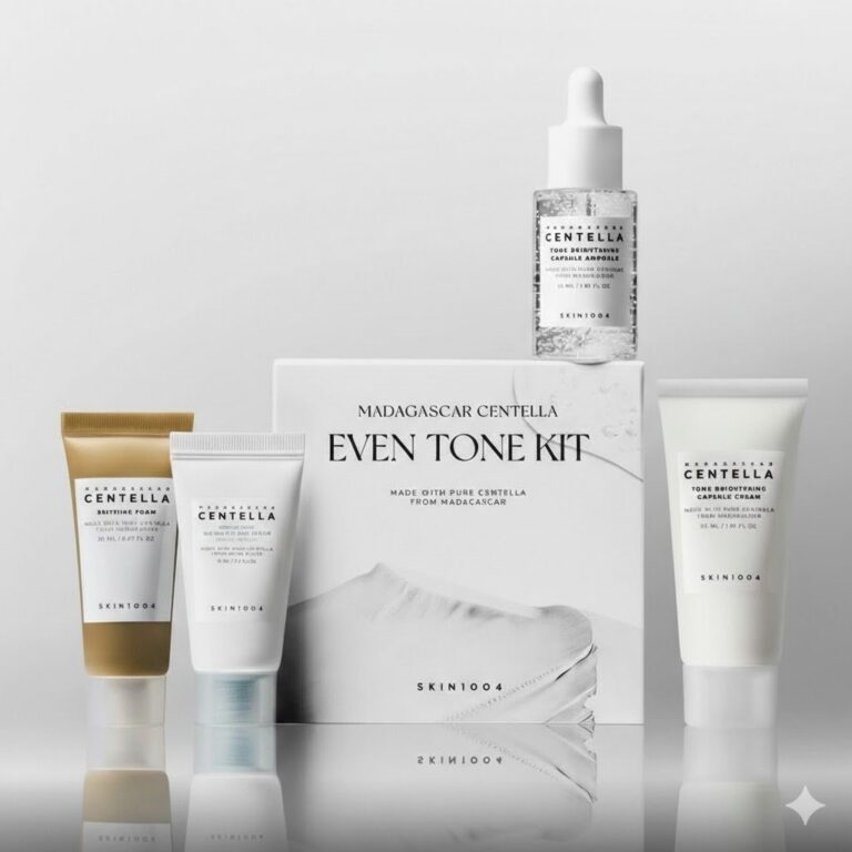 مجموعة تفتيح وتوحيد لون البشرة سكين 1004 إيفن تون SKIN1004 Madagascar Centella Even Tone Brightening Kit