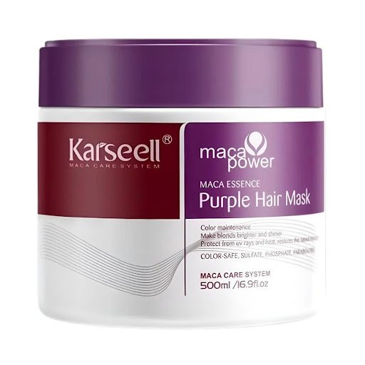 ماسك كارسيل البنفسجي بماكا ايسنس لحماية وترطيب الشعر المصبوغ - 500 مل (Karseell Maca Essence Ultra Hydrating Mask For Colored Hair - 500ml)